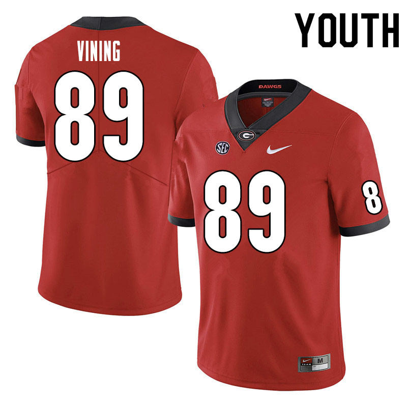 Georgia Bulldogs Youth George Vining #89 Red Stitched College UGA Football Jersey 23ZR016RU